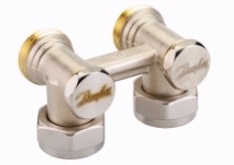 Répartiteur équerre Danfoss RLV-KS 1/2" entraxe 50 mm pour radiateur 6 orifices