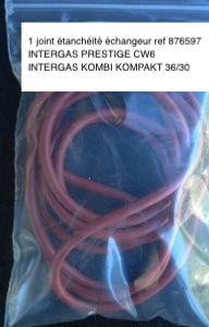 INTERGAS JOINT ETANCHEITÉ ECHANGEUR KOMBI KOMPAKT 36/30 et PRESTIGE CW6