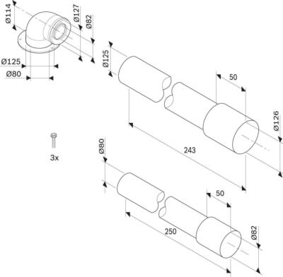  Raccordement ventouse 3CEp (80/125) AZB939 ELM Leblanc réf. 7716780199