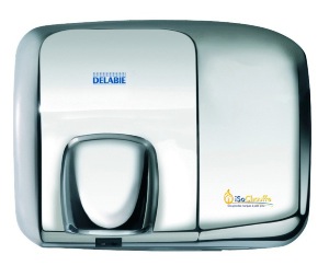 Sèche-mains automatique DELABIE 2000W buse orientable Inox poli brillant