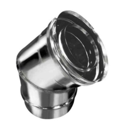 Coude 45° Ø80-125 étanche concentrique Tubest Coax Pellet réf 4750B02045080 noir poêle à granulés bois